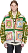Cout De La Liberte Multicolor Lydia One Of A Kind Square Flower Crochet Hoodie In Assorted Patterns