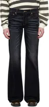 Cout De La Liberte Navy Jimmy Stretch Suede Flare Jeans In Di Niro Navy 202