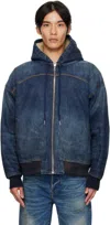 Cout De La Liberte Navy Mike Japanese Vtg Double Dip Sherpa Lined Denim Jacket In Blue
