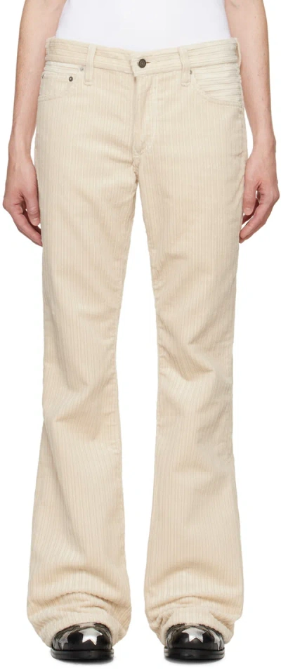 Cout De La Liberte Off-white Jimmy High Low Cord Flare Trousers In Ivory 501