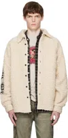 Cout De La Liberte Off-white Tommy Sherpa Embellished Wool Overshirt In Neutral