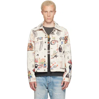 Cout De La Liberte Off-white Johnny California Cool Japan Canvas Trucker Jacket In Multi