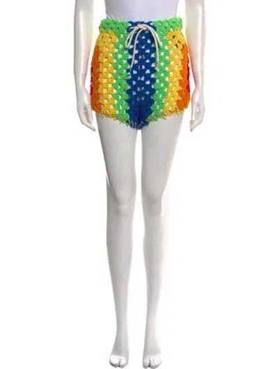 Pre-owned Cout De La Liberte Patterned Mini Shorts W/ Tags In Green