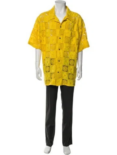 Pre-owned Cout De La Liberte Patterned Three-quarter Sleeve Shirt W/ Tags In Yellow
