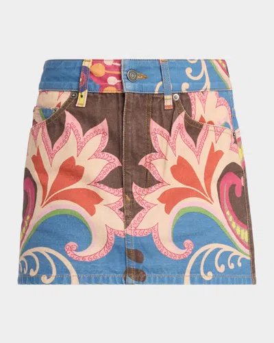 Cout De La Liberte Penelope Printed Canvas Mini Skirt In Multi