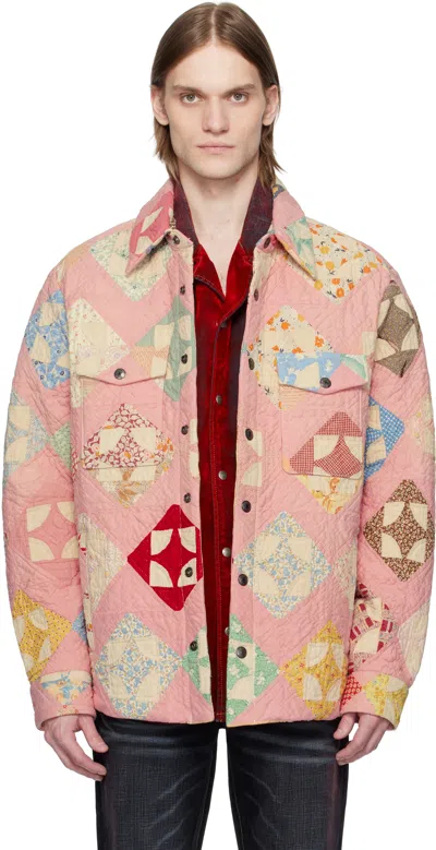 Cout De La Liberte Pink Charlie Quilted Blanket Jacket In Multi-color 519