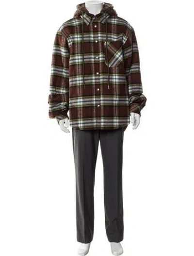 Pre-owned Cout De La Liberte Plaid Print Parka In Brown