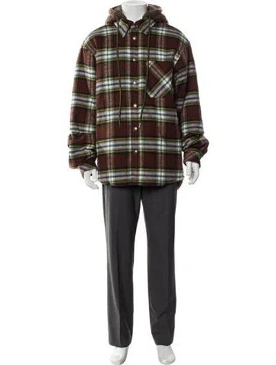 Pre-owned Cout De La Liberte Plaid Print Parka W/ Tags In Brown
