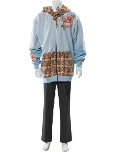 Pre-owned Cout De La Liberte Printed Crew Neck Hoodie W/ Tags In Blue