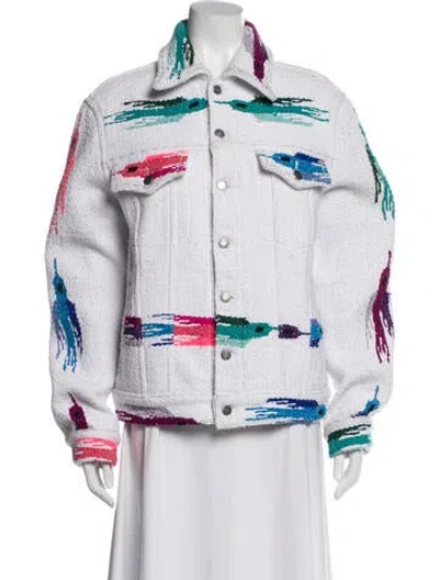 Pre-owned Cout De La Liberte Printed Denim Jacket W/ Tags In White