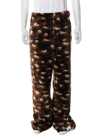 Pre-owned Cout De La Liberte Printed Pants In Brown