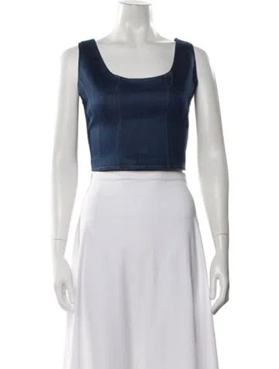 Pre-owned Cout De La Liberte Scoop Neck Sleeveless Crop Top In Blue