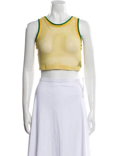 Pre-owned Cout De La Liberte Scoop Neck Sleeveless Crop Top W/ Tags In Yellow
