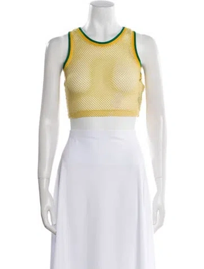 Pre-owned Cout De La Liberte Scoop Neck Sleeveless Crop Top W/ Tags In Yellow