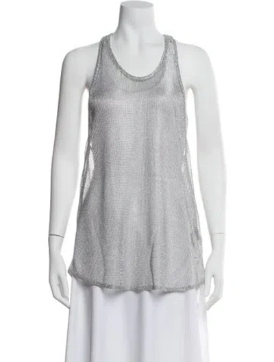 Pre-owned Cout De La Liberte Scoop Neck Sleeveless Top W/ Tags In Silver