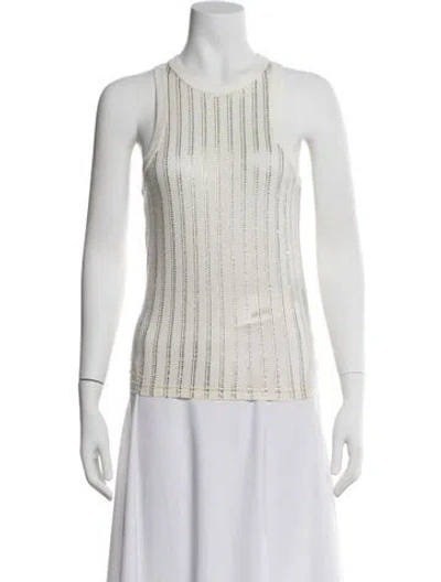 Pre-owned Cout De La Liberte Striped Crew Neck Top W/ Tags In Neutral