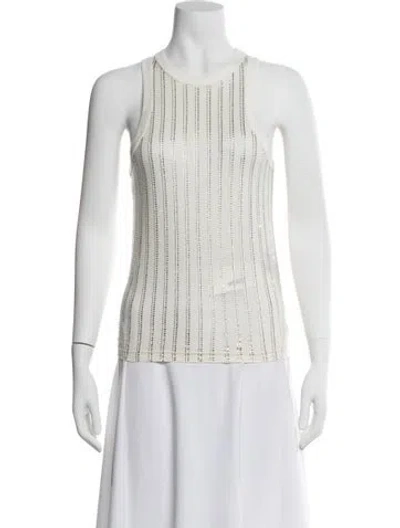 Pre-owned Cout De La Liberte Striped Crew Neck Top W/ Tags In Neutral