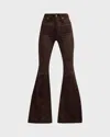 Cout De La Liberte Super High-rise Bell Flared Suede Pants In Brown