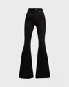 Cout De La Liberte Super High-rise Bell Flared Suede Pants In Black