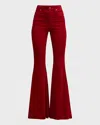 Cout De La Liberte Super High-rise Bell Flared Suede Pants In Brtred 502