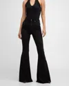 Cout De La Liberte Super High-rise Bell Flared Suede Pants In Camel515