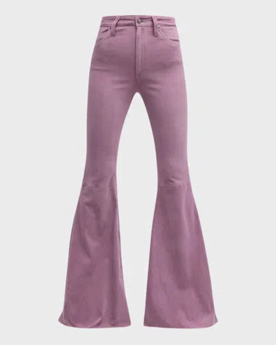 Cout De La Liberte Super High-rise Bell Flared Suede Pants In Mauve 775