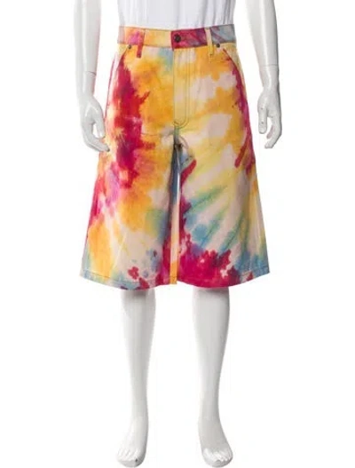 Pre-owned Cout De La Liberte Tie-dye Print Jogger Shorts W/ Tags In Yellow