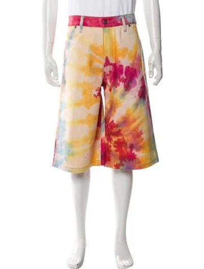 Pre-owned Cout De La Liberte Tie-dye Print Jogger Shorts W/ Tags In Yellow