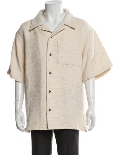 Pre-owned Cout De La Liberte Tweed Pattern Short Sleeve Shirt W/ Tags In Neutral