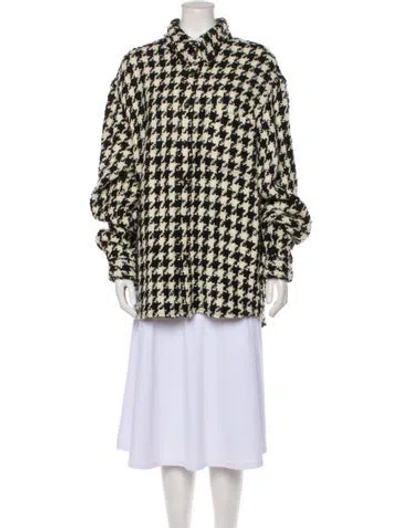 Pre-owned Cout De La Liberte Virgin Wool Houndstooth Print Jacket In Multi