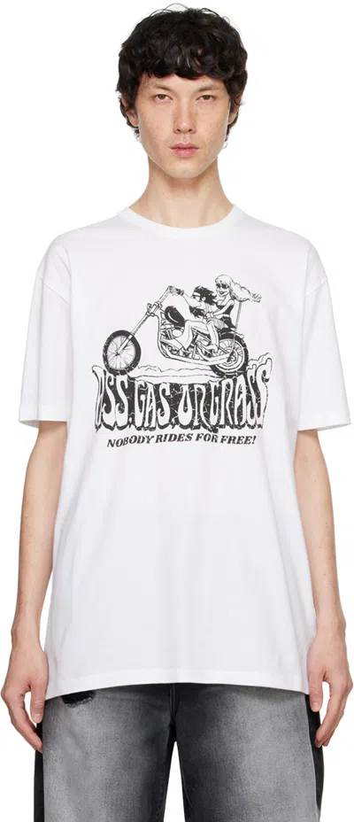 Cout De La Liberte White Freddie 'gas Or Grass' T-shirt In White-black