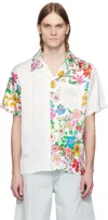 Cout De La Liberte White Robbie Silk Blocked-print Bowling Shirt In Multi-color