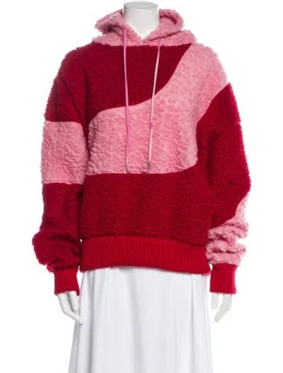 Pre-owned Cout De La Liberte Wool Colorblock Pattern Hoodie In Red