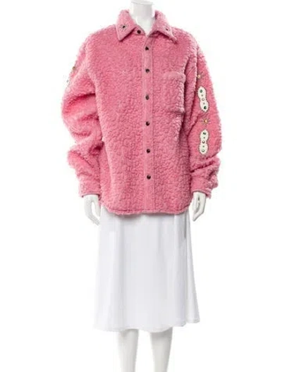 Pre-owned Cout De La Liberte Wool Faux Fur Jacket W/ Tags In Pink