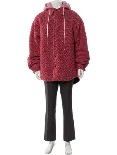 Pre-owned Cout De La Liberte Wool Houndstooth Print Parka W/ Tags In Red