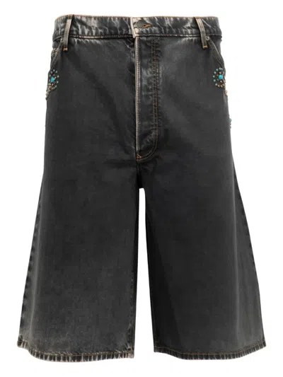 Cout De La Liberte Zander Embellished Twill Baggy Shorts In 黑色