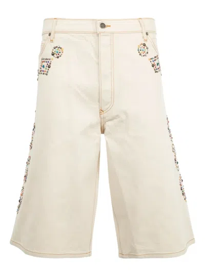 Cout De La Liberte Zander Embellished Twill Baggy Shorts In 中性色