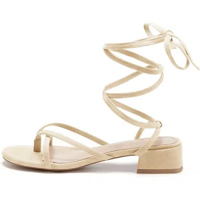 Coutgo Women's Strappy Lace Up Heeled Sandals In Nude In Brown
