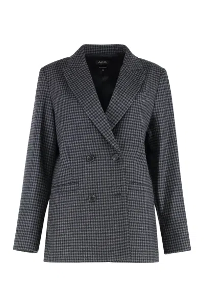 Coutr.com A. P.c. Lucy Double Breasted Blazer In Blue