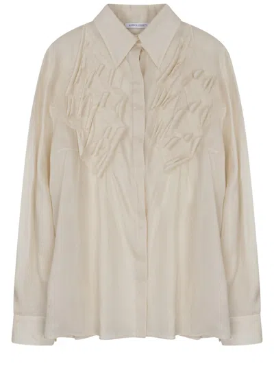 Coutr.com Alberta Ferretti Linen Shirt With Floral Print In Sand