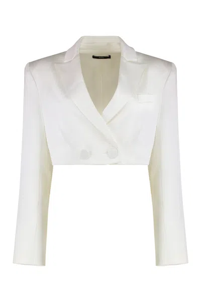 Coutr.com Alex Perry Parker Cropped Satin Crêpe Blazer In White