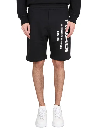 Coutr.com Alexander Mcqueen Logo Bermuda Shorts In Black