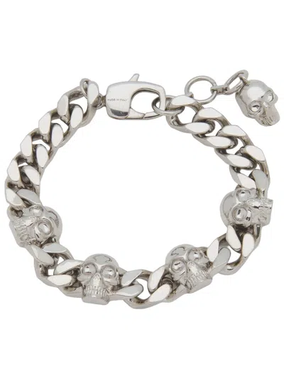 Coutr.com Alexander Mcqueen Men's Skull Chain Bracelet In Palladium-finish In Silver