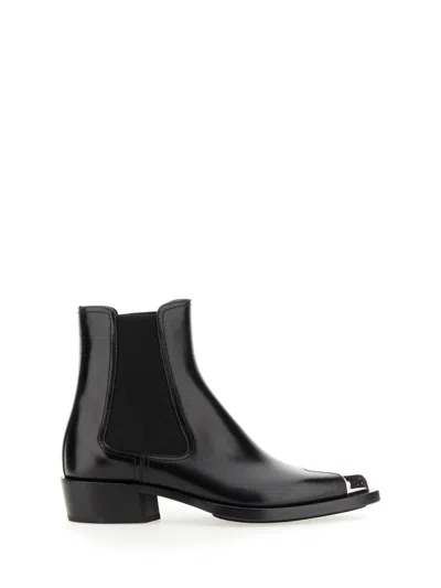 Coutr.com Alexander Mcqueen Metallic Toe Ankle Boots In Black