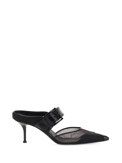 Coutr.com Alexander Mcqueen Punk Buckle 40mm Leather Mules In Black