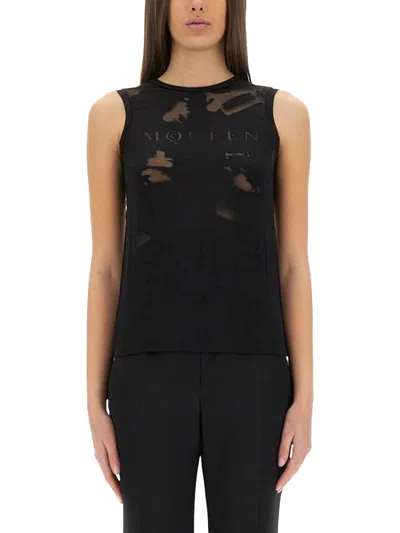 Coutr.com Alexander Mcqueen Top With Transparent Inserts In Black