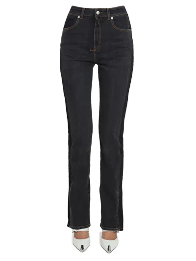 Coutr.com Alexander Mcqueen Wide Leg Cotton Denim Jeans In Black