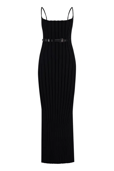 Coutr.com Alexander Wang Belted Ribbed-knit Dress In Black