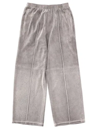 Coutr.com Alexanderwang. T Crystal Hotfix Mid-rise Terry Sweatpant In Gray