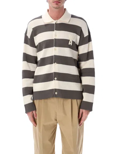 Coutr.com Ami Paris Ami De Coeur Striped Cotton Cardigan In Multi